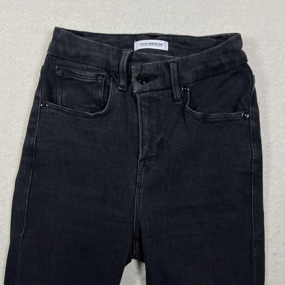 Good American Good Waist Skinny Jeans Womens 00/24 Charcoal Black High Rise
